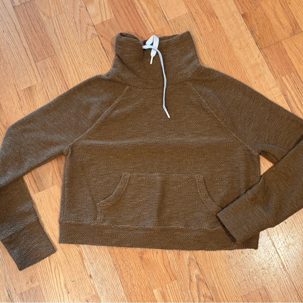 Aerie Brown Cowl Neck Sweater with Textured Knit